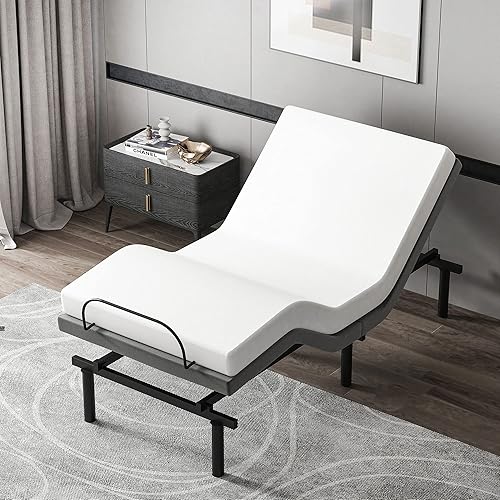 HOMCOM Twin XL Adjustable Bed Frame, Ergonomic Zero Gravity Power Bed Base with Head and Foot Incline, Memory, and Wireless Remote, Gray