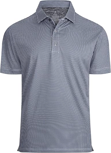 Alex Vando Mens Golf Shirt Moisture Wicking Classic Print Golf Shirts for Men