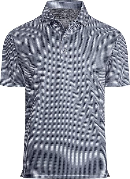Alex Vando Mens Golf Shirt Moisture Wicking Classic Print Golf Shirts for Men