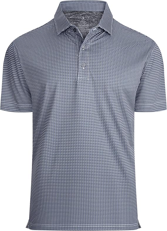 Alex Vando Mens Golf Shirt Moisture Wicking Classic Print Golf Shirts for Men