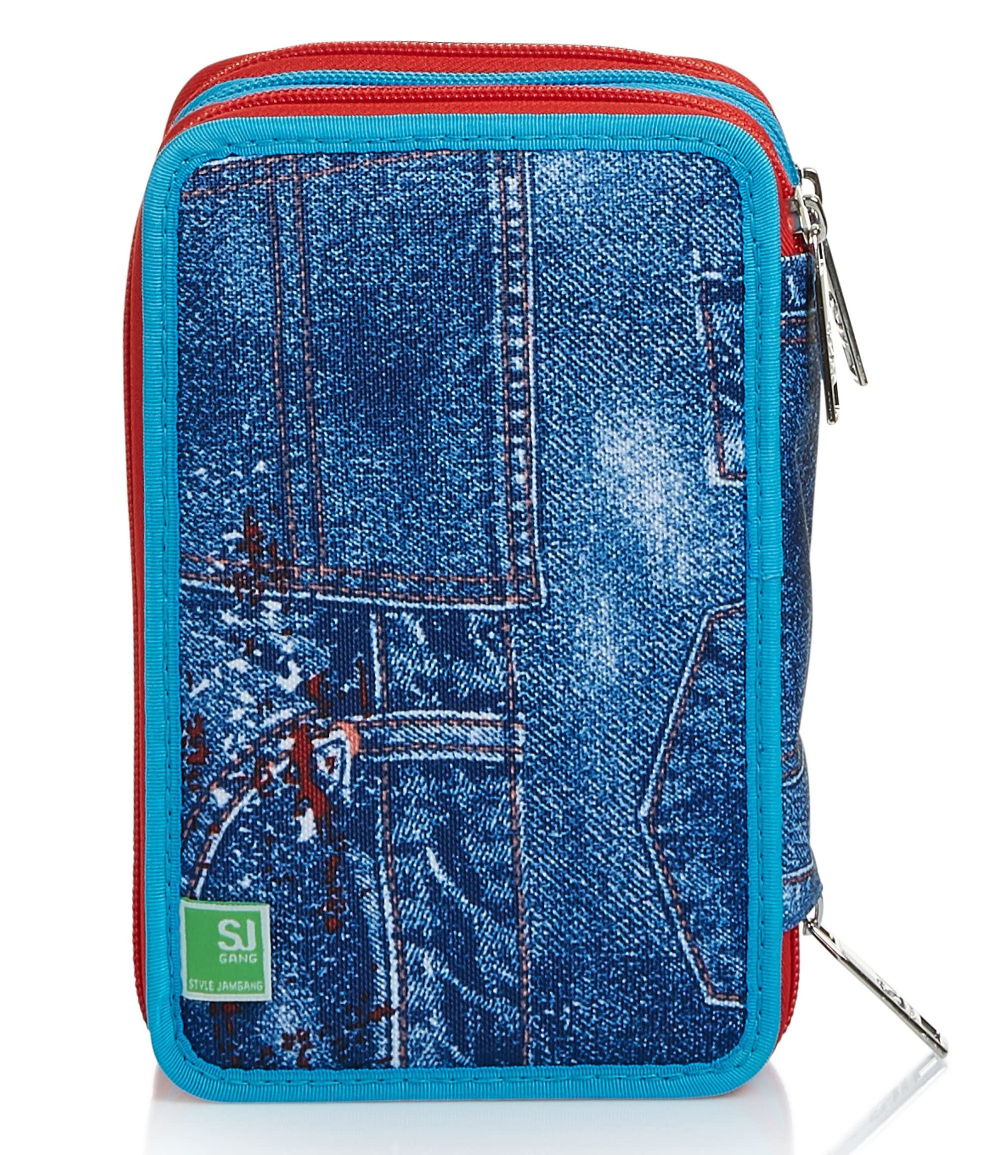 Sj Gang Astuccio 3 Zip - Facce New da Sj Boy - con Penne, Matite, Colori - Scuole Materne & Elementari