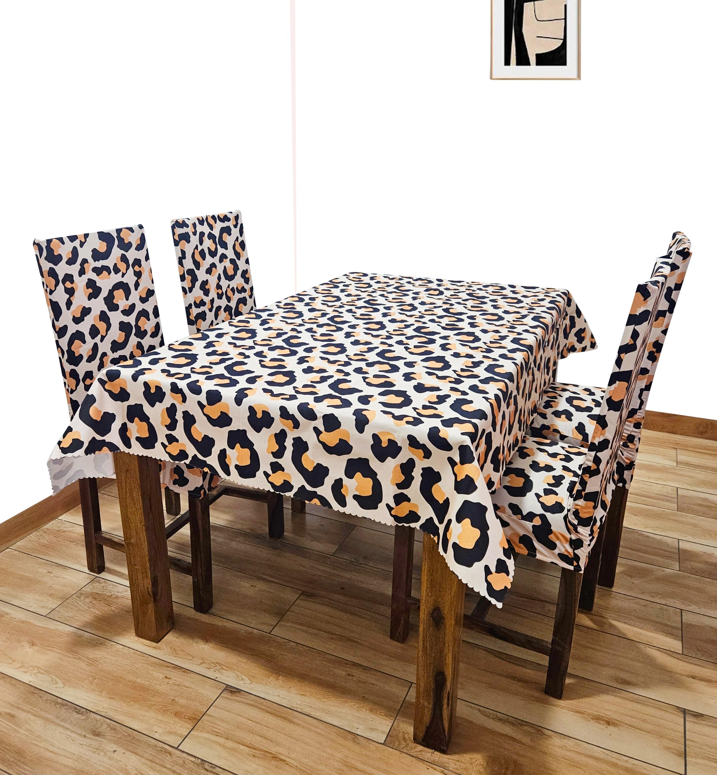 Houseefy® Polycotton Stretchable Dining Chair Covers or Slipcovers with Polyduck Table Cover in Set of 4, Beige & Black (B0D4M48RZP) Amazon Price History, Amazon Price Tracker