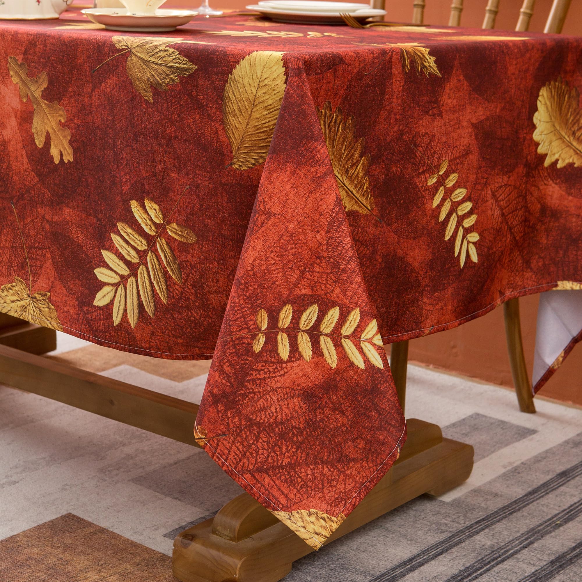 DllxummFall Tablecloth Rectangle 60 x 104 Inch Maple Leaves Table Cloth, Waterproof Easy Care Polyester Table Cover for Thanksgiving Autumn Harvest Home Table Decor