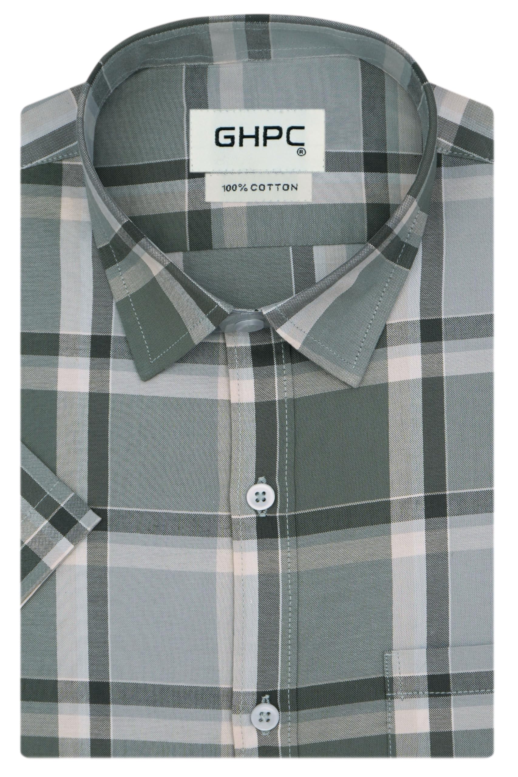GHPC 100% Cotton Checkered Half Sleeves Regular Fit Formal Shirt for Men-picture-11
