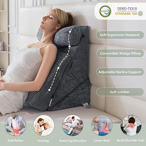 Miniatura 5 de HIGOGOGO Juego de 10 almohadas ortopédicas de cuña para cama, posicionadores corporales de espuma suave ajustables para recuperación después de la