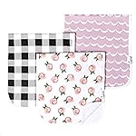 Copper Pearl Premium Baby Burp Cloths - 3-Pack Large Cotton Burp Cloths, Extra Soft Spit Up Rags with 3 Absorbent Layers, Perfect for Baby Girl Gifts (21 x 10 Size, Rosie Set)