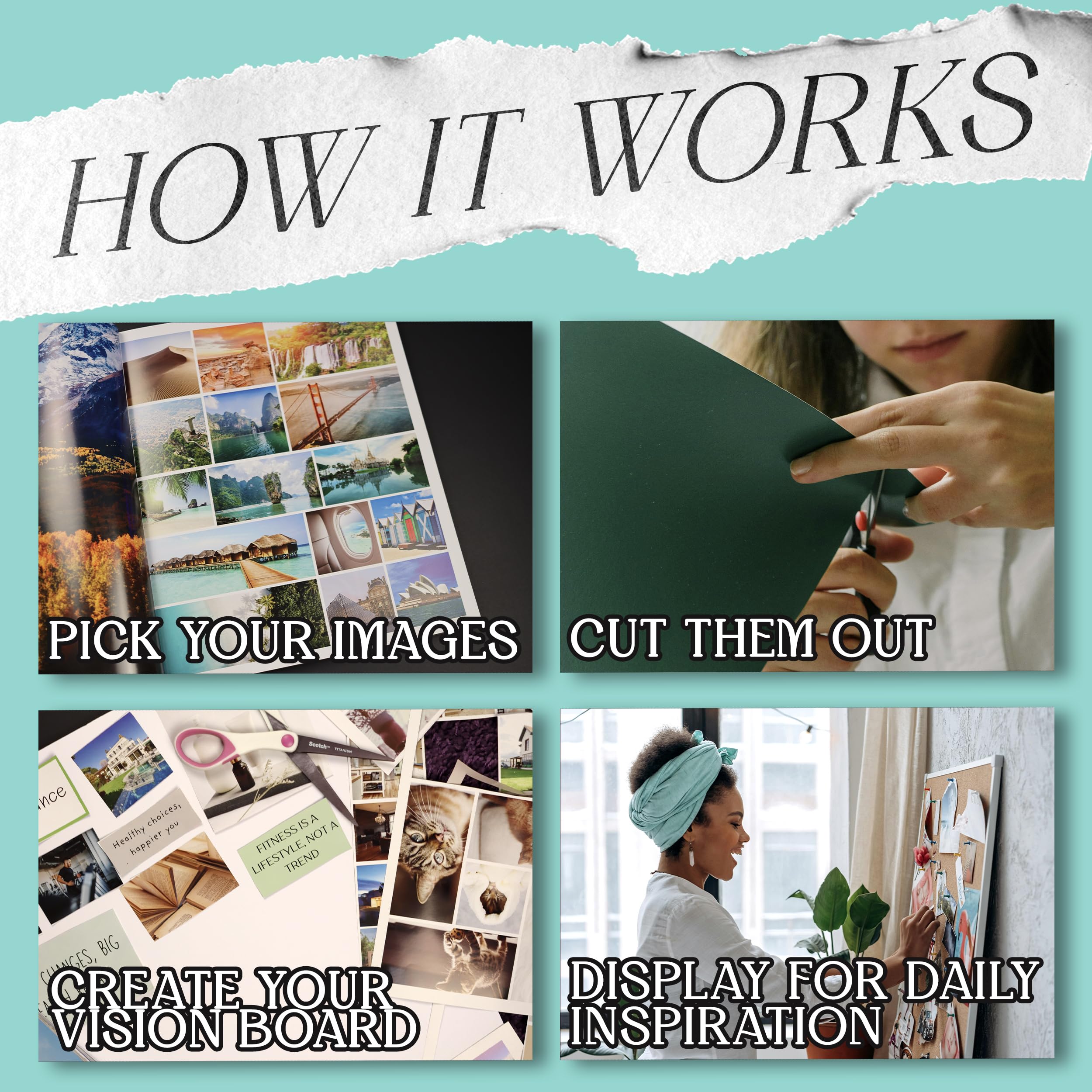 Planners with Purpose Vision Board – ponad 1200 obrazów i cytatów z tablicy wizyjnej – dziennik wizji dla demonstracji, motywacji i inspiracji stylem życia – zestaw