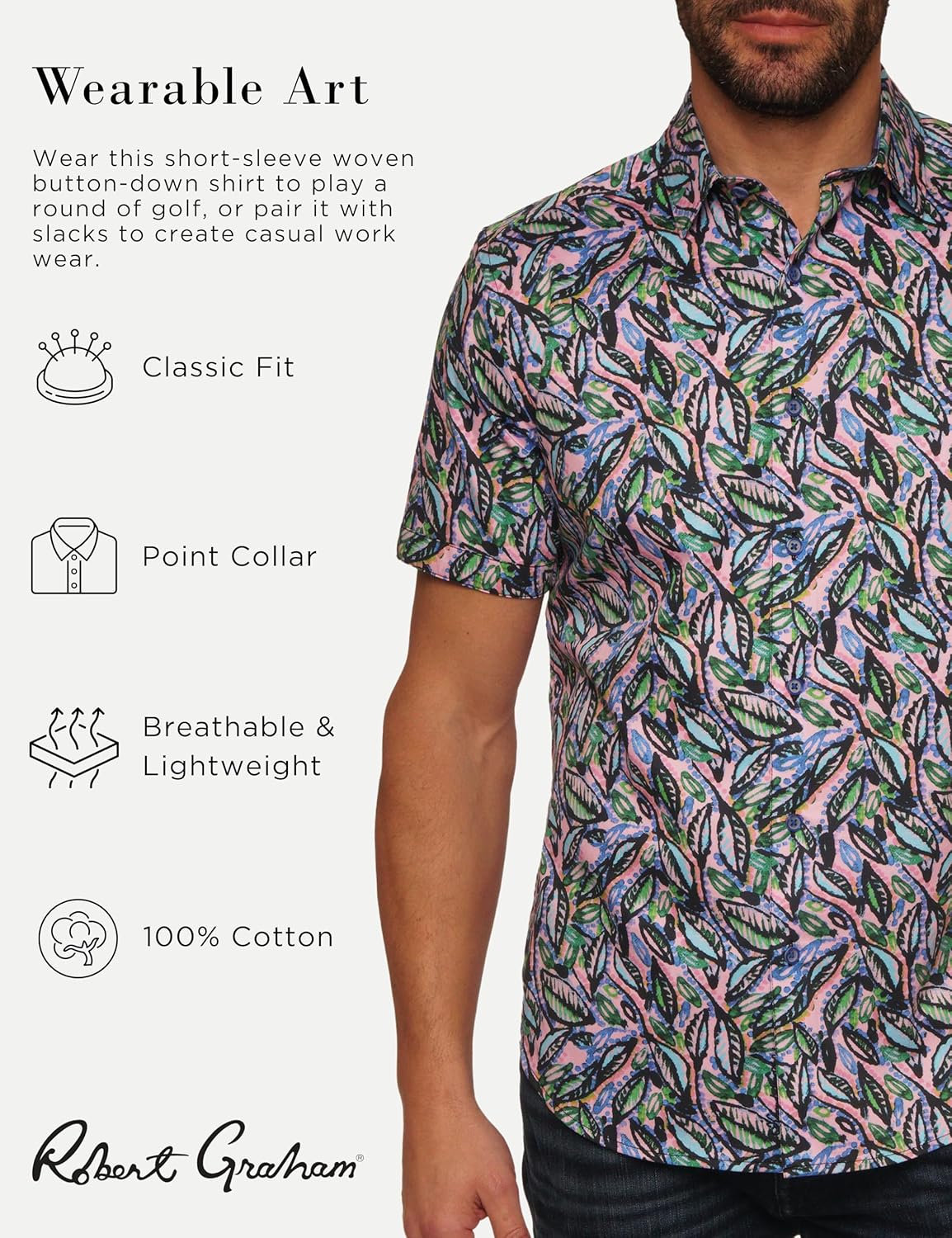 Robert Graham Men's Alford Short Sleeve Woven Button Down Shirt