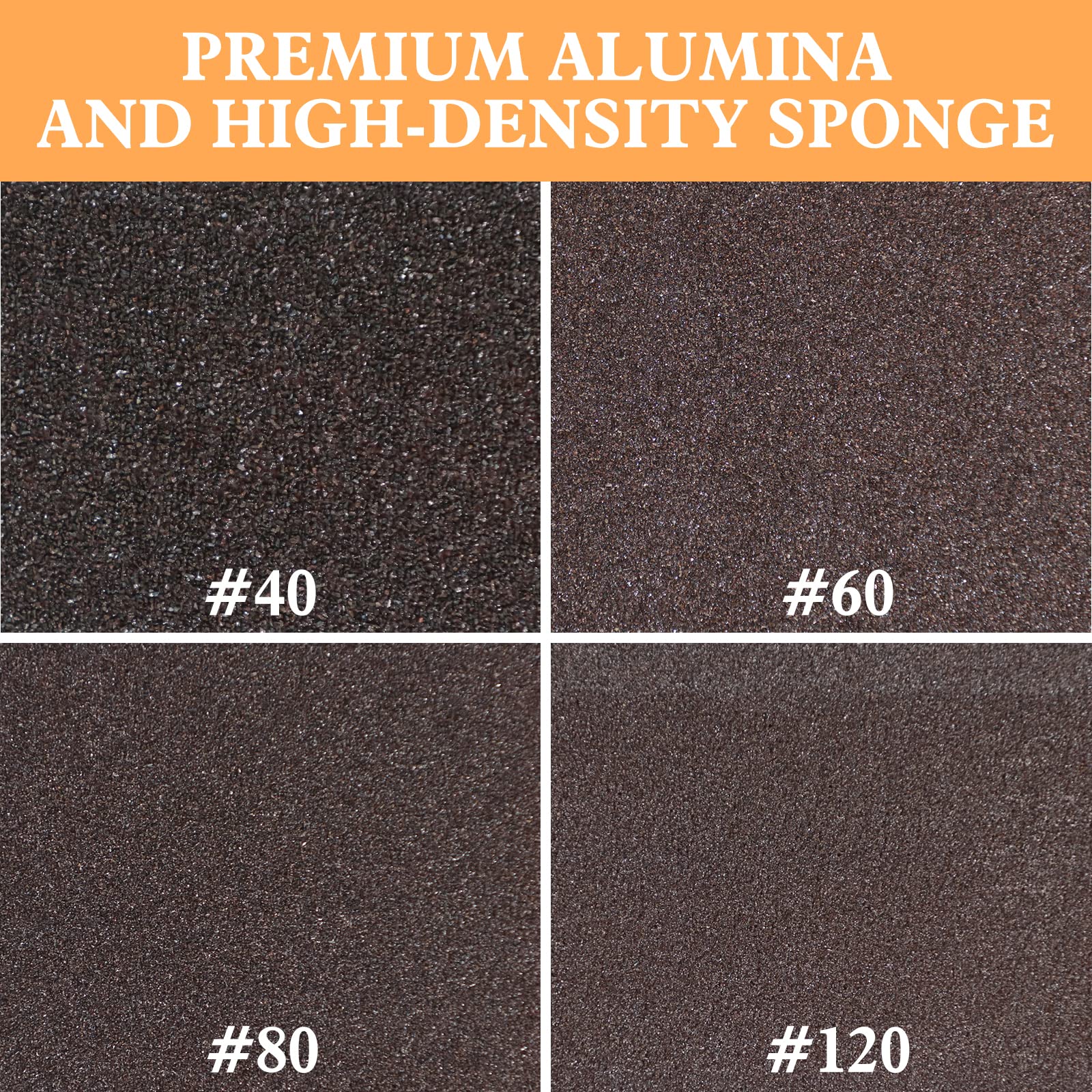 KONGMING Spugne Abrasive 8 Pezzi Grane 40 60 80 120 Spugnette Abrasive 68 X 100 X 26 mm Asciutto e Bagnato per Vernice Stucco Vernice Legno Metallo Lavabile e Riutilizzabile