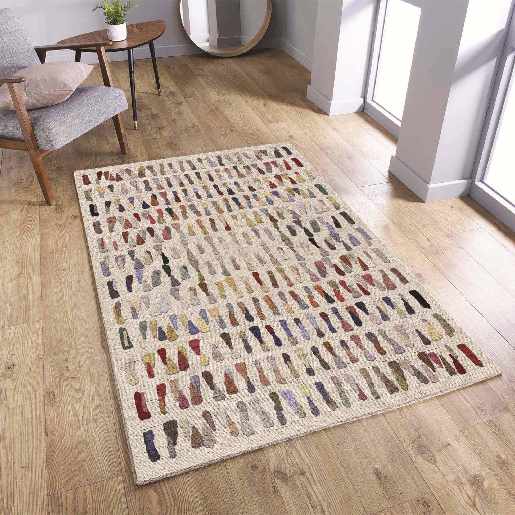 Zola Alfombra Salon Vintage Impresa Chenilla Estampada a Máquina 120x180cm, Alfombra Vintage Lavable Salon Multicolor Dormitorio, Antibacteriana Antideslizante Base Alfombra Cocina
