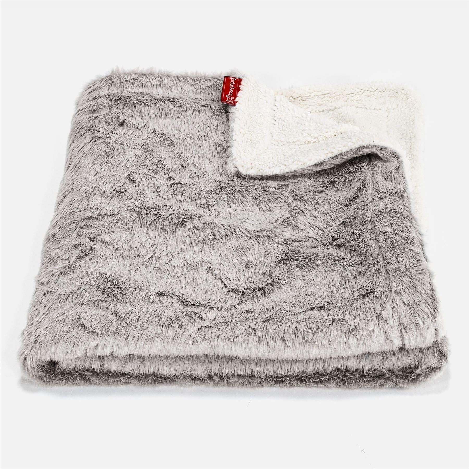Lounge Pug - Faux Rabbit FUR - Sherpa THROW/BLANKET - LIGHT GREY