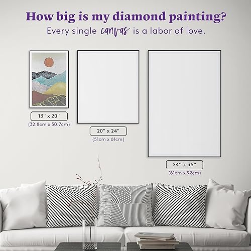 Miniatura 5 de DIAMOND ART CLUB Kit de pintura abstracta de montañas y diamantes de sol, lienzo de diamantes de paisaje, arte redondo de diamantes 5D para adultos