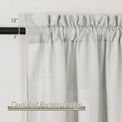 Miniatura 2 de RYB HOME Cortinas traslúcidas de lino de 45 pulgadas de largo, filtrado de luz, privacidad añadida, cortinas cortas para ventanas pequeñas, cortinas