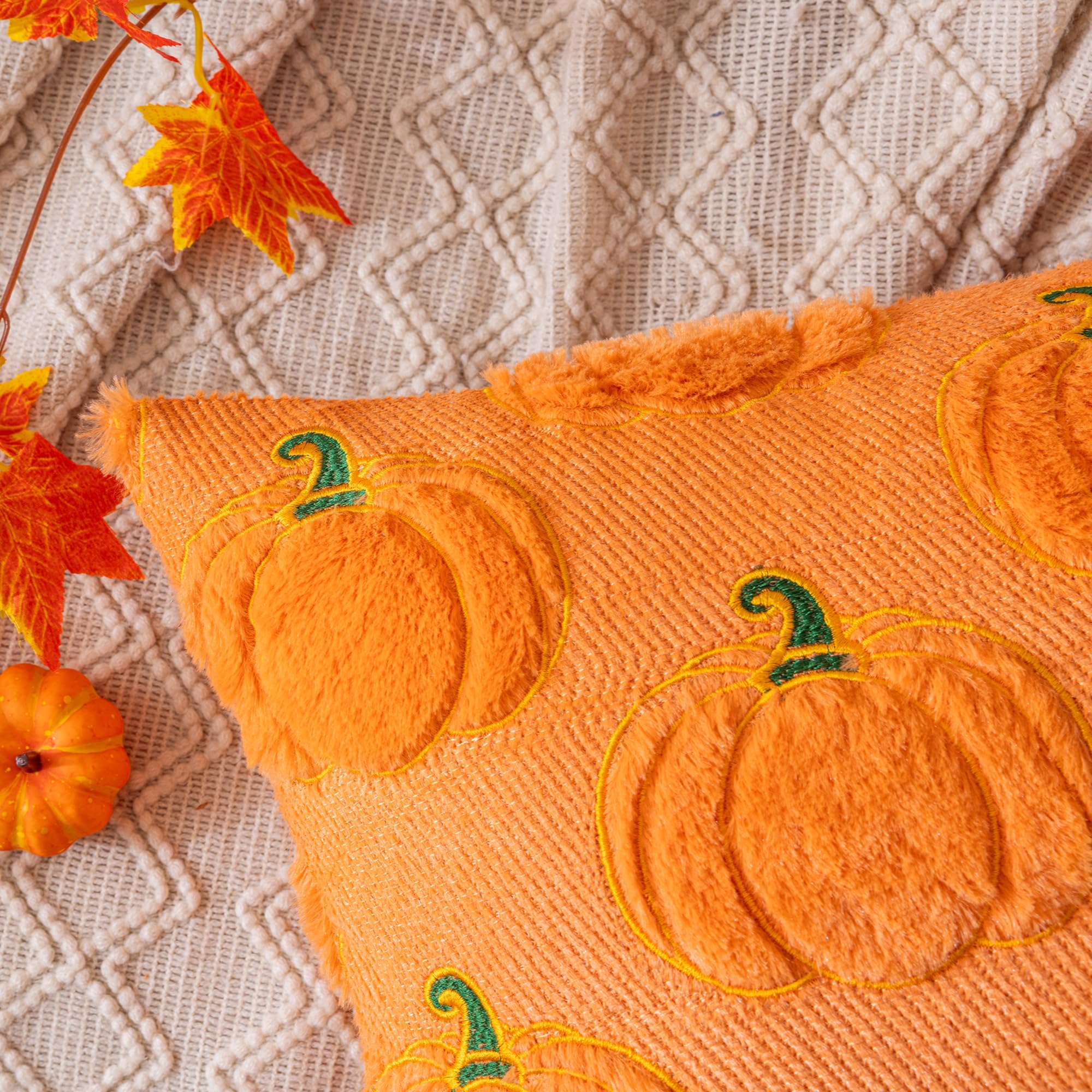 AQOTHES Fall Pumpkin Orange Throw Pillow Covers 20x20 Set of 2