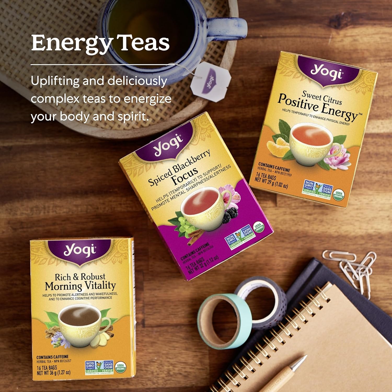 Yogi Tea Rich & Robust Morning Vitality (Pack 3) - 48 Tea Bags - Contains caffeine - Supports Energy - Inlcudes Roasted Chicory, Cinnamon, Ginger & More
