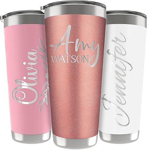 Miniatura 3 de Be Burgundy - Vaso personalizado con nombre grabado, 12 diseños, vaso de café de 30 onzas con tapa deslizante, aislamiento de doble pared, regalo