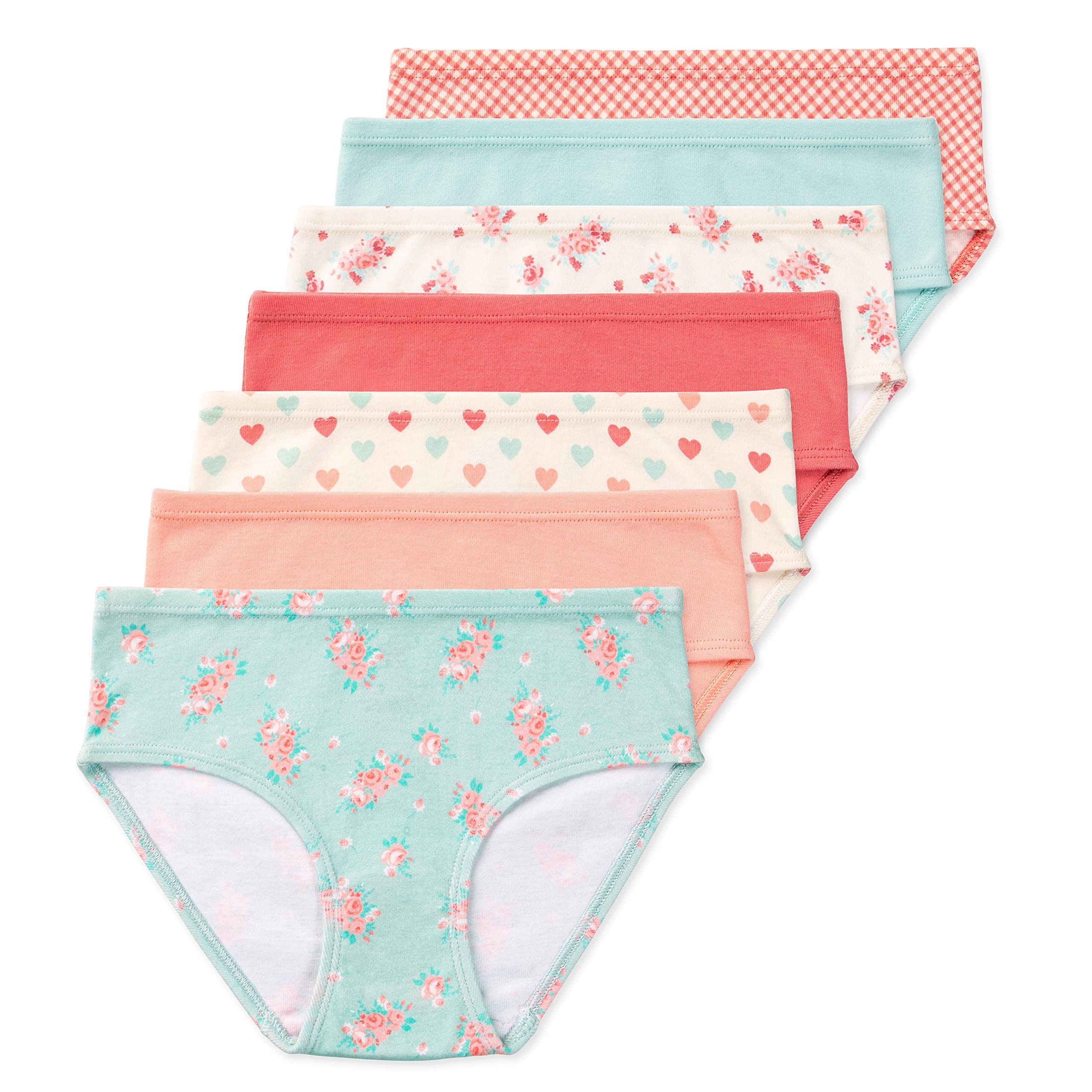 Lucky & Me Girls 100% Organic Cotton Underwear Briefs, Gracie 7 Pack(9-10)