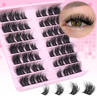 Cluster Lashes Wispy Individual Lashes Mink 18MM Flat Eyelashes Extension D Curl Lash Clusters False Lashes DIY Full Volume Cat Eye Lashes Pack by Winifred