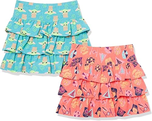 Spotted Zebra Disney Marvel Star Wars Frozen Faldas de punto con volantes para niñas y niños pequeños, paquete de 2