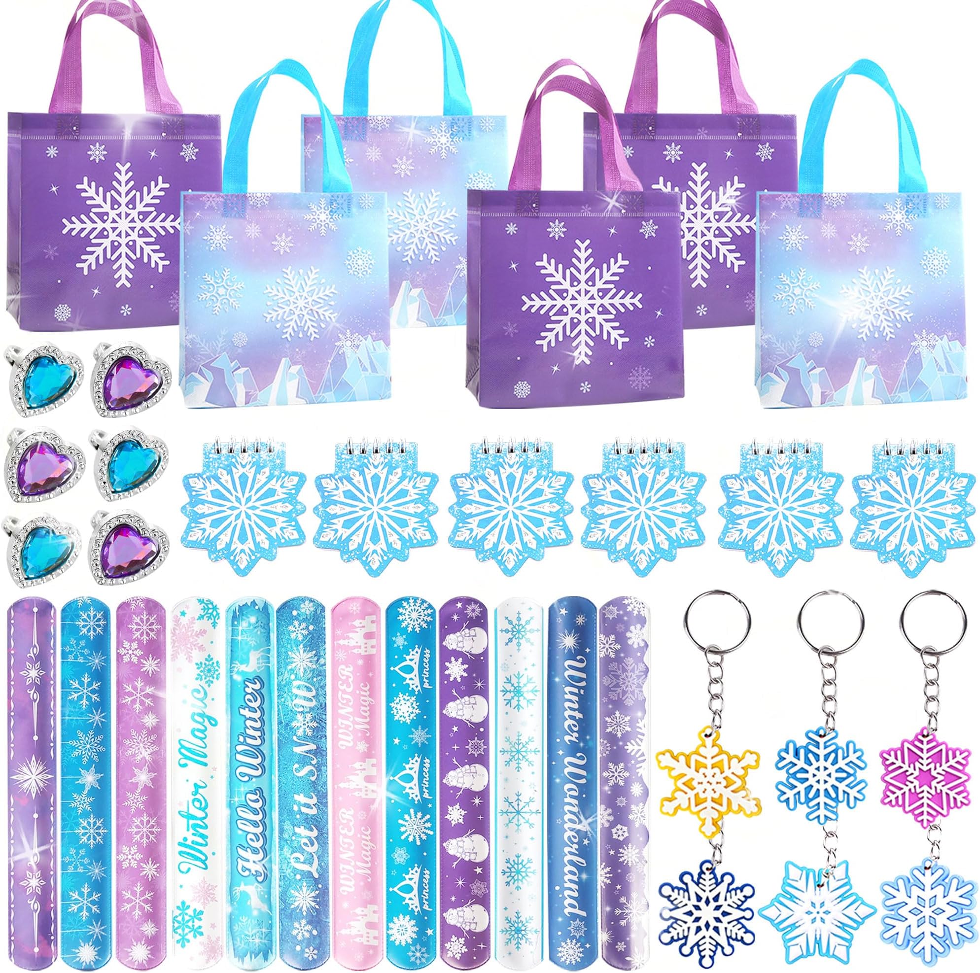 Frozen Party Favors Birthday Supplies Keychains Goodie Bag Fillers for Girls Kids Gift Bags Frozen Filler Goodie Bag Stuffers Snowflake Winter Wonderland Party Supplies