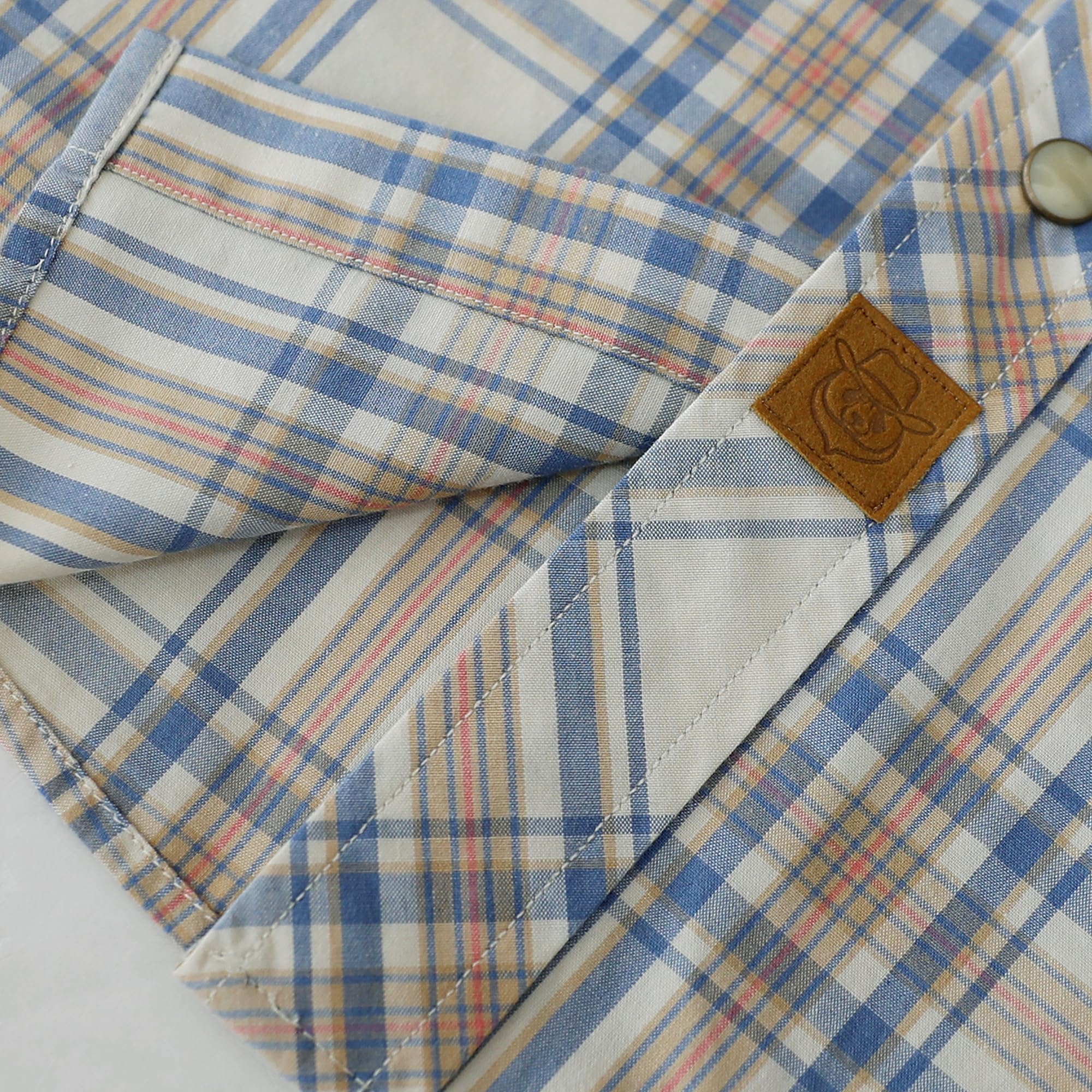 Dubinik® Pearl Snap Western koszule dla mężczyzn z krótkim rękawem kowbojskie koszule w kratę męska koszula na co dzień z 2 kieszeniami vintage