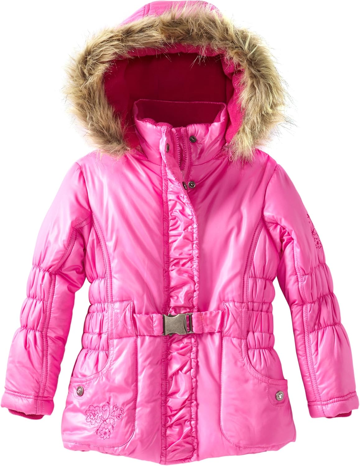 Rothschild Little Girls' Belted Rouched Jacket