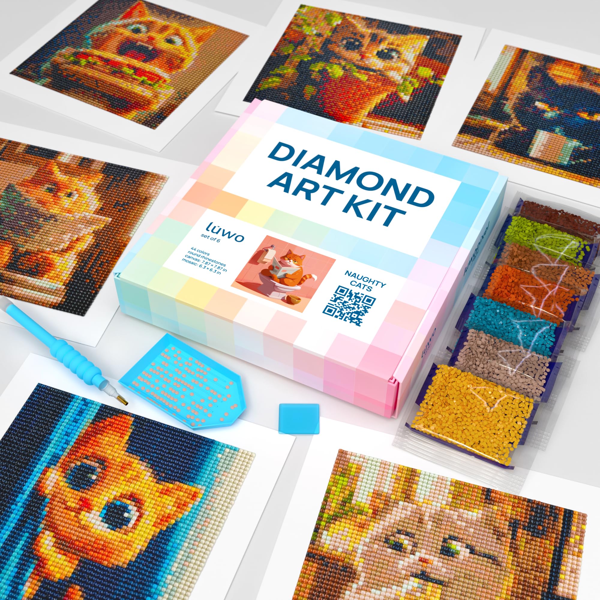 Amazon.com: LuwoArte 6 Pack Naughty Cats Diamond Art Kits for