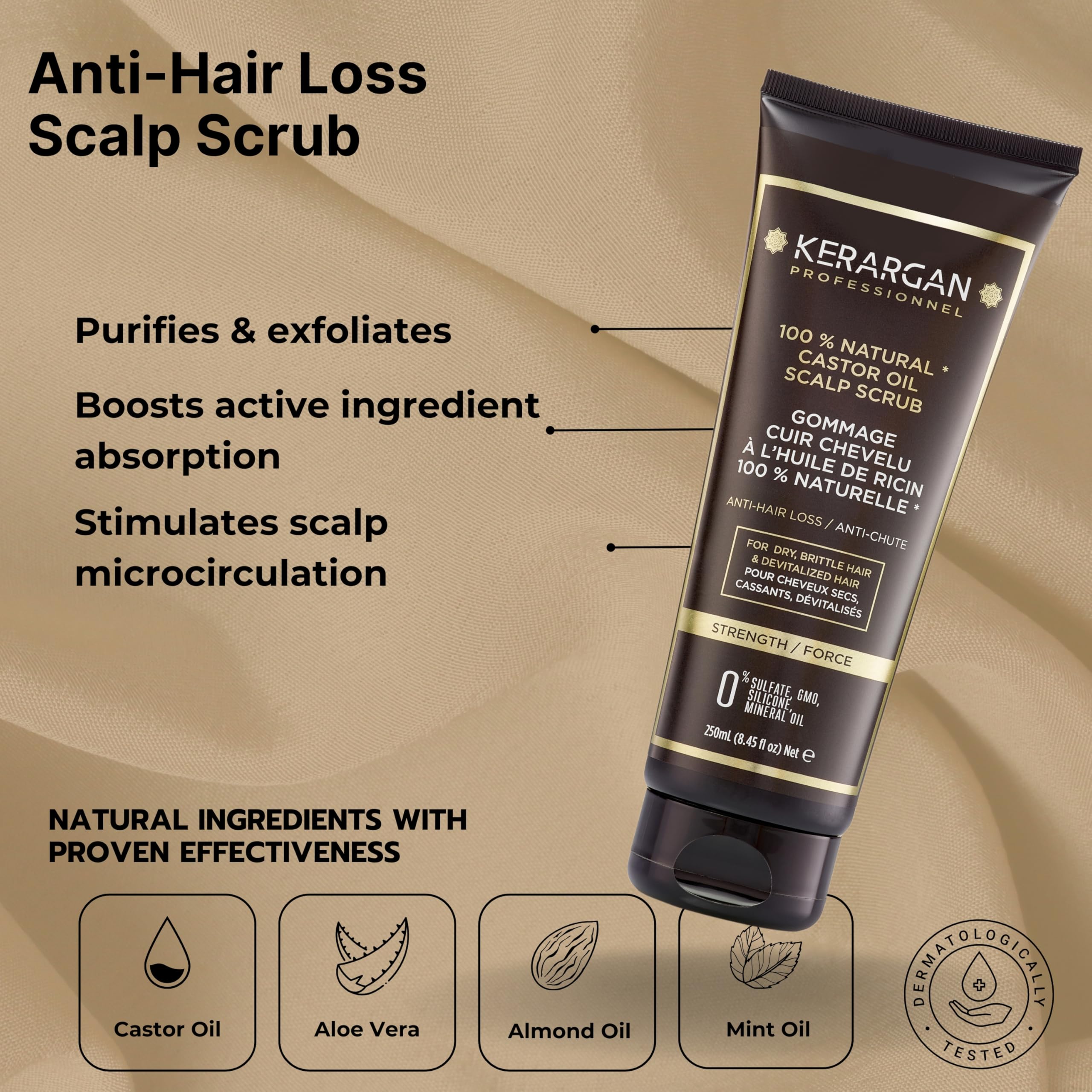 Kerargan, Anti-Hair Loss Mask and Scalp Scrub Duo with Castor Oil for Dry Brittle, Lifeless Hair - Image 4