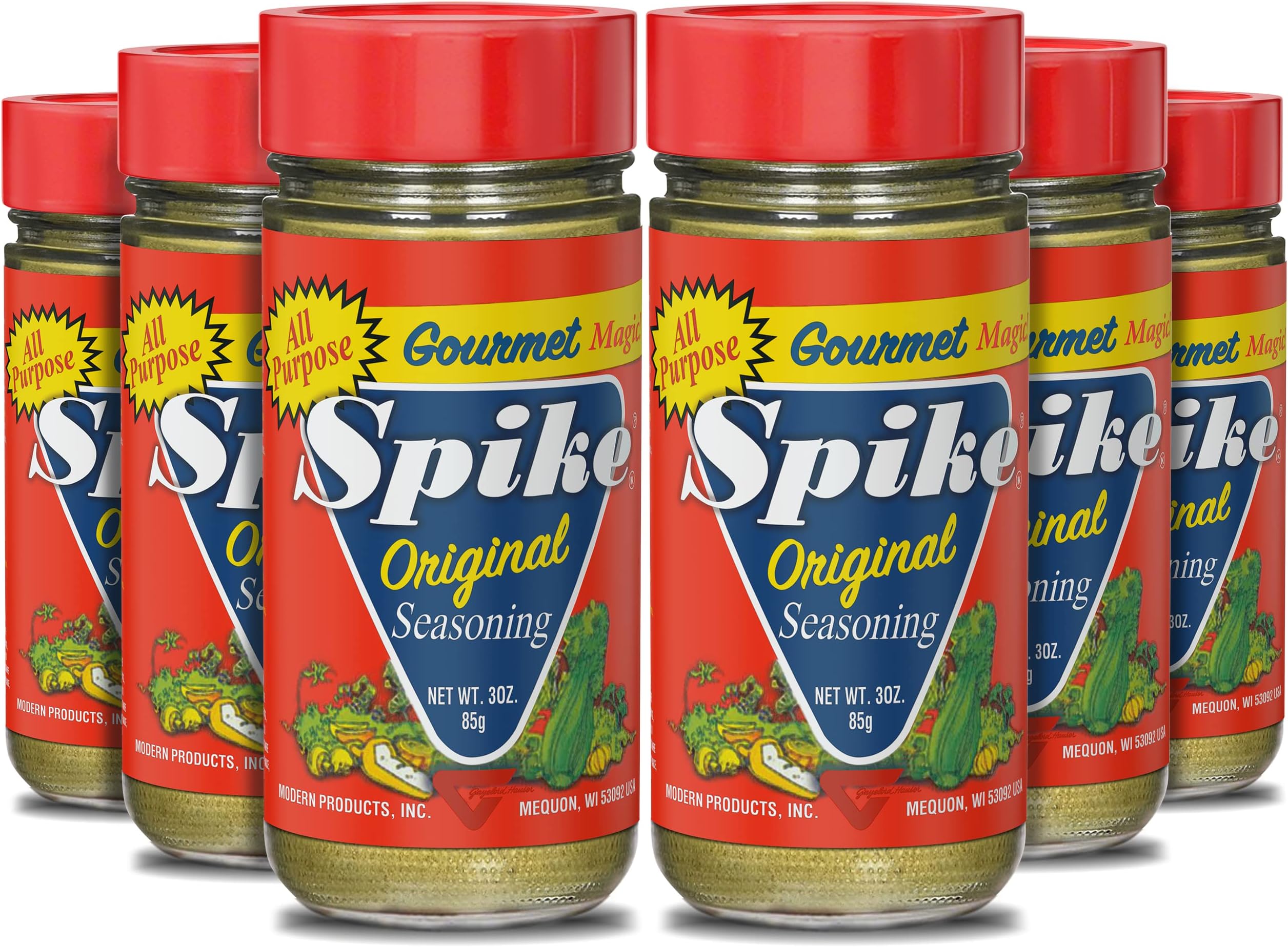 Spike Original All-Purpose Seasoning Salt, Herb, Veggie & Spice Blend 6-Pack – MSG-Free Seasonings & Spices, 3 Oz Ea