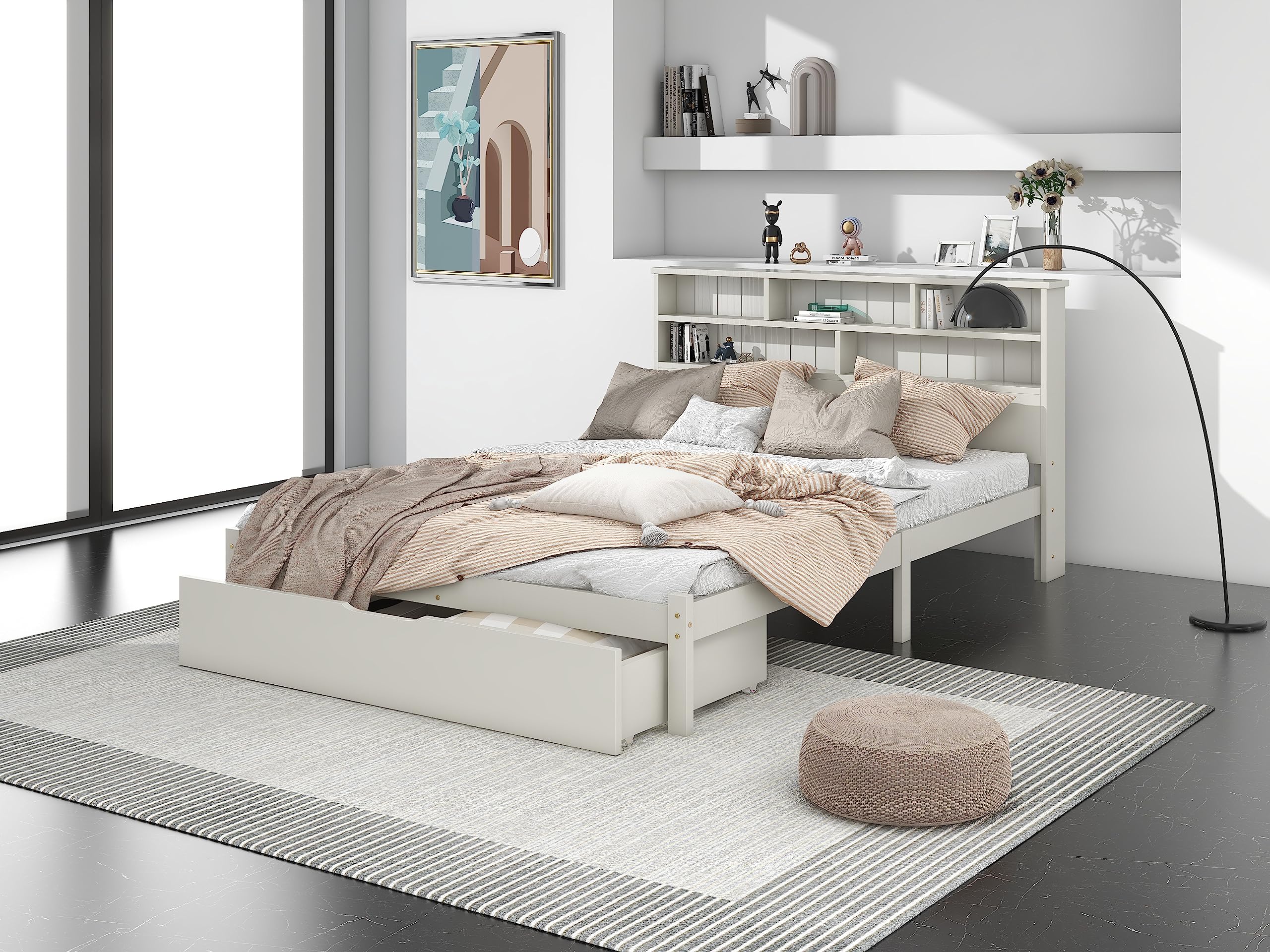 Cama Doble Juvenil 2 Camas Cama Doble De Madera De 140 X 200 Cm Con Cajones  De Almacenamiento, Cama Infantil Con Cabecero De Librero, Marco De Cama  Funcional Para Adultos Y Adolescentes,, image size:2560x1920