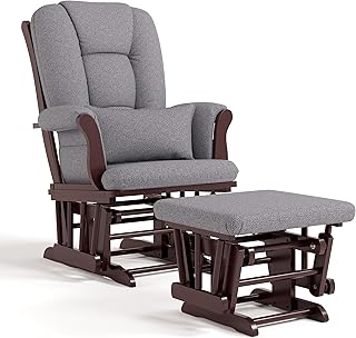 Storkcraft Tuscany Custom Glider and Ottoman with Free Lumbar Pillow (Espresso/Slate Gray Swirl)