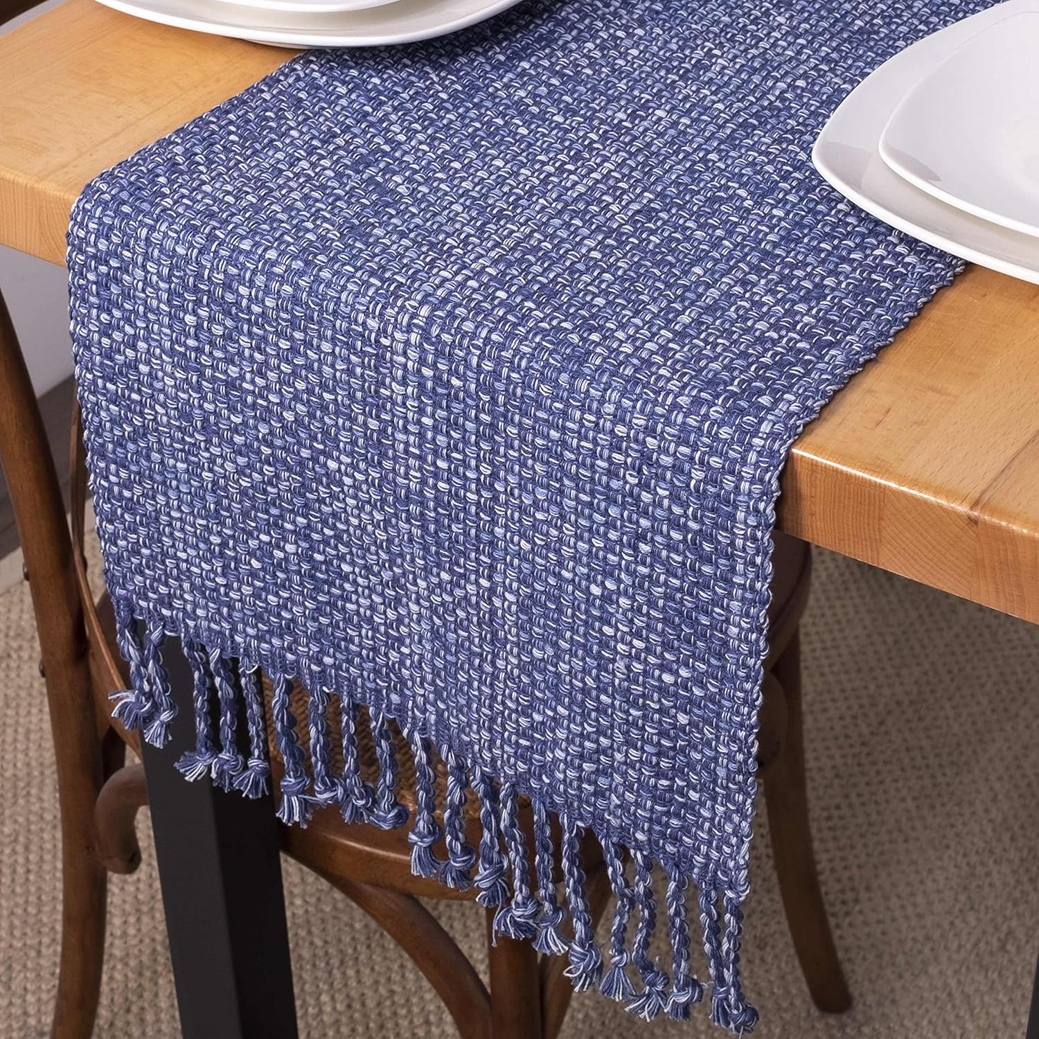 Sweet Home Collection 100% Cotton Placemats for Dining Room Rectangle Two Tone Woven Fabric 13" x 19" Soft Durable Table Mat Set, Set of 6, Chocolate: Home & Kitchen