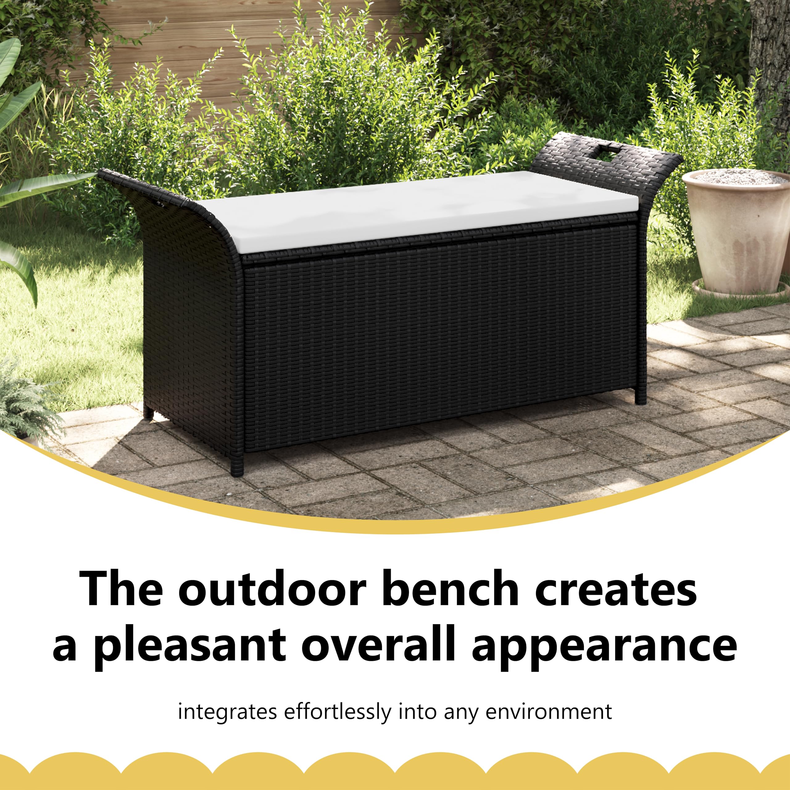 vidaXL Gartenbank Poly Rattan Bank Sitzbank Kissenbox Auflagenbox Gartentruhe