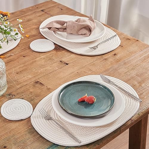 Miniatura 4 de Juego de 6 manteles individuales ovalados  Tejidos bohemios manteles para mesa de comedor para 6, decoración de cocina, accesorios de mesa rústicos