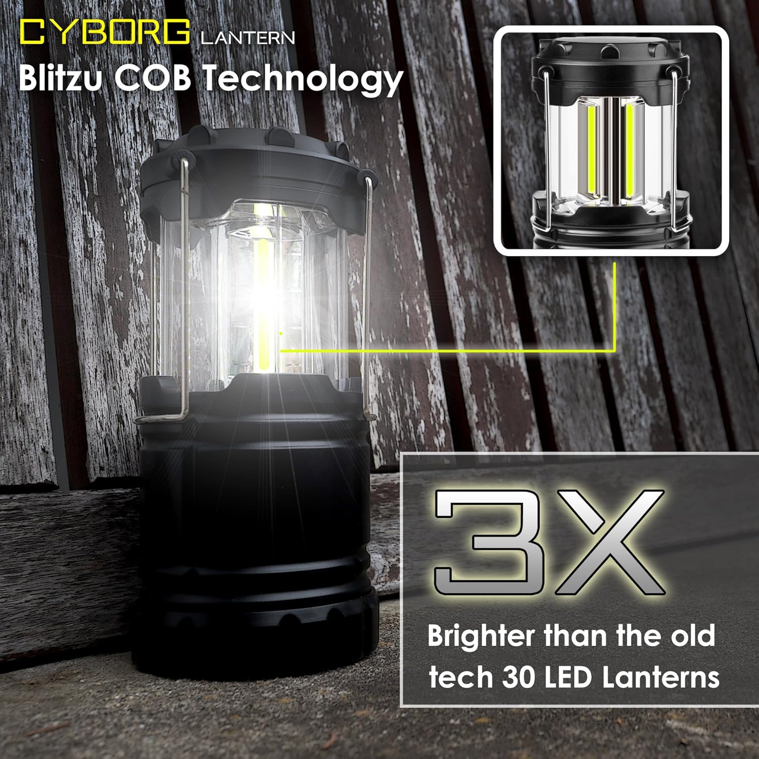 BLITZU Optimus G100 LED Camping Lantern demonstrating COB LED technology
