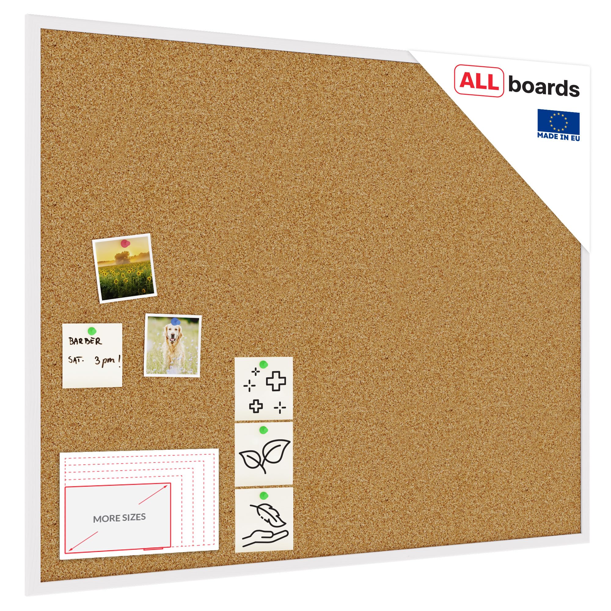 ALLboards Cork Board with Wooden Natural White Frame 100x80cm, Corkboard Bulletin Board Notice Board โ image 1