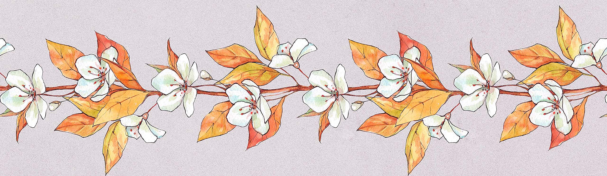 WallDesign Vinyl Lily Flowers & Leaves Decorative Wall Border - 5.25 Inch Width By 5 Ft Length