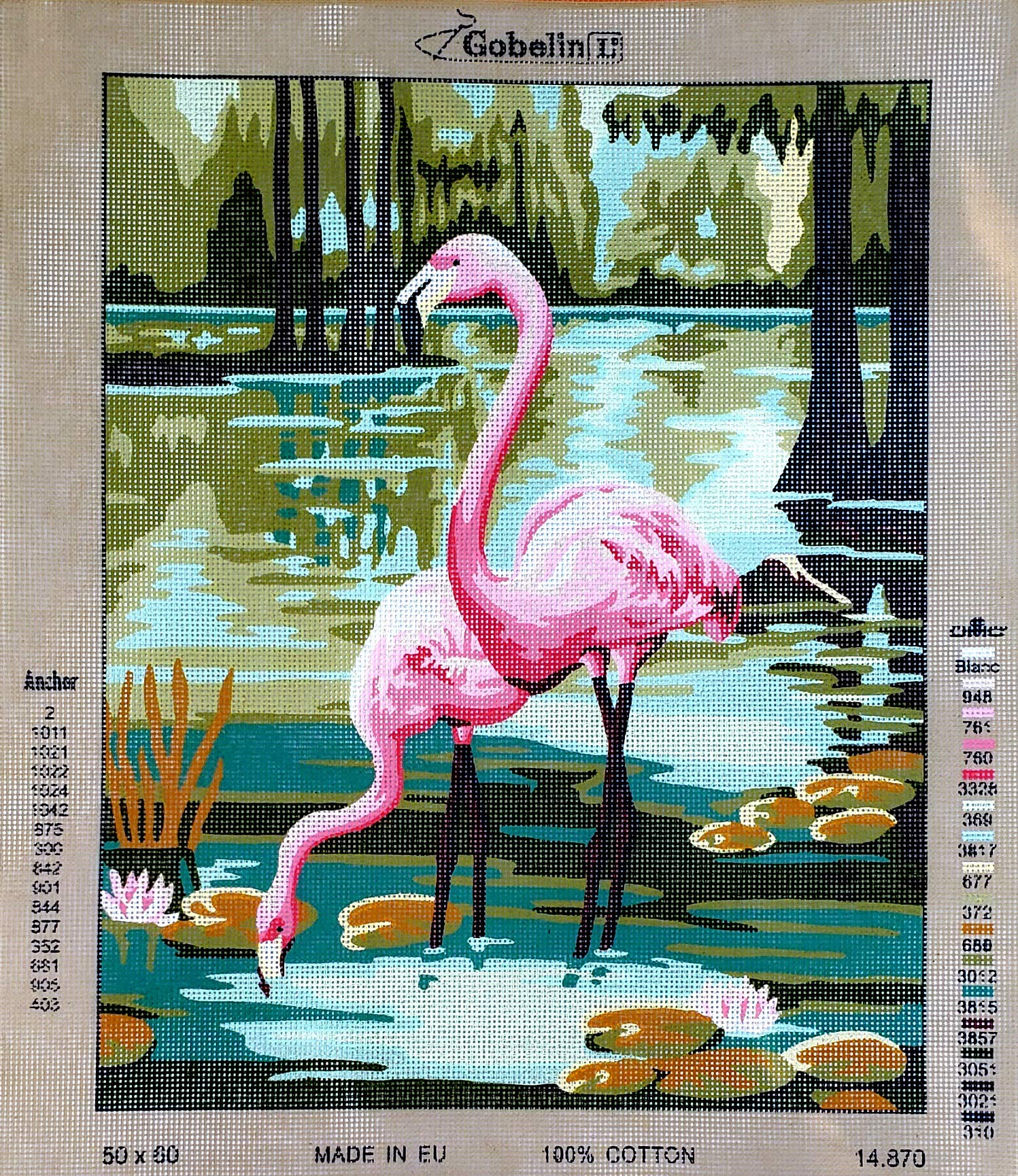 GOBELIN L Needlepoint Painted Canvas Counted Cross Stitch Tapestry Kit Gobelin - Flamingos. 18"x24" 14.870