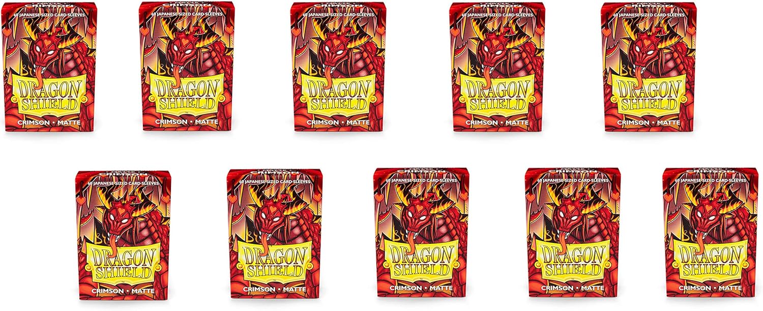 10 Packs Dragon Shield Matte Mini Japanese Crimson 60 ct Card Sleeves Display Case