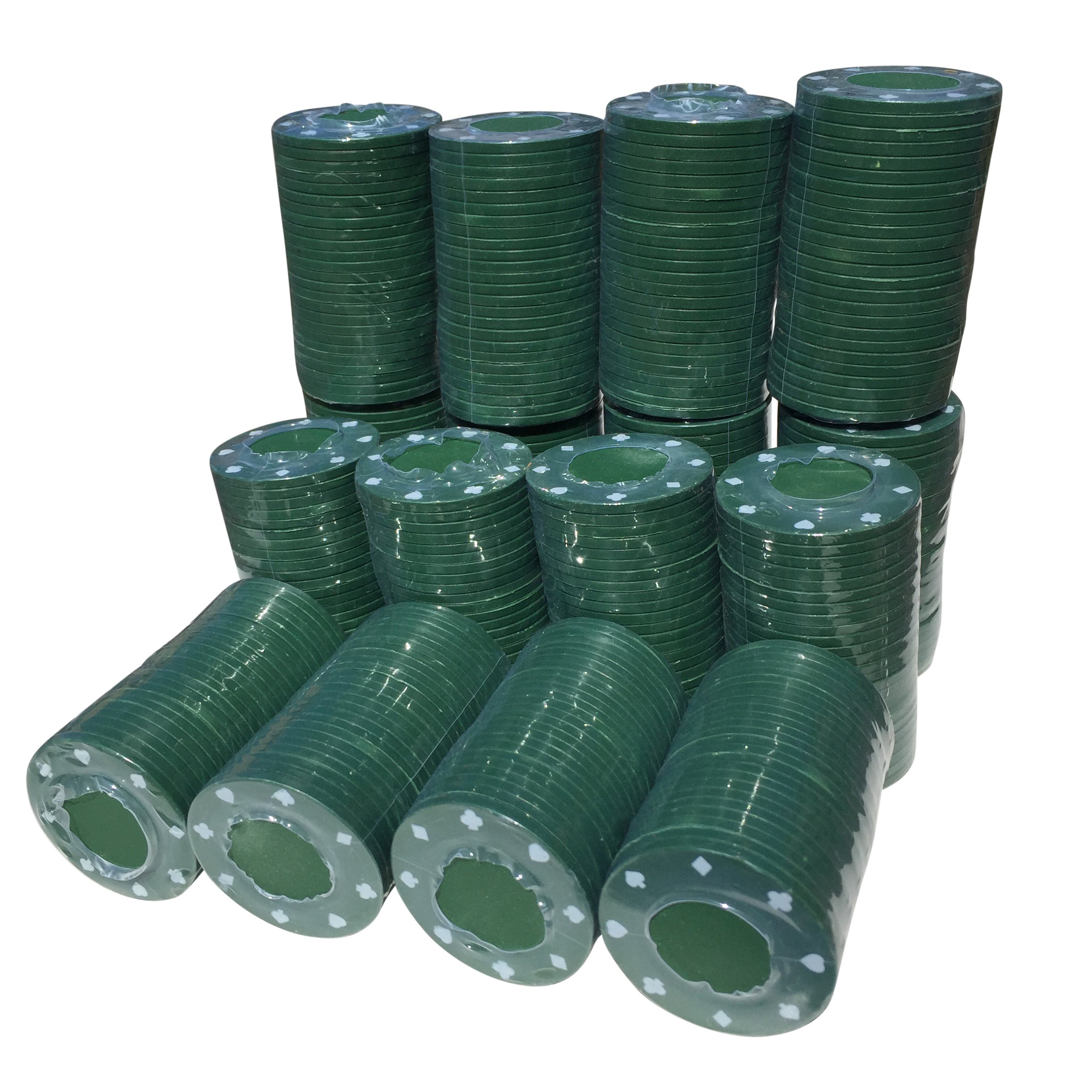 500 x NEW + SEALED POKER or ROULETTE CASINO CHIPS - SUITED DESIGNS AVAILABLE IN 5 COLOURS (Green)