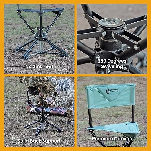 Miniatura 8 de ARROWHEAD OUTDOOR Asiento giratorio de 360° para silla de caza, perfecto para persianas, sin pies de fregadero, instalación rápida y desmontaje,