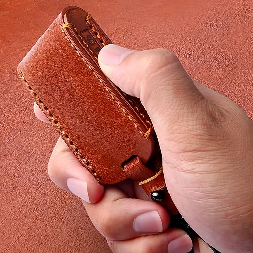 Miniatura 6 de Tukellen Funda de cuero para llavero de Mazda compatible con 3, 6, CX-5, CX-30, CX-9, 4 botones, control remoto inteligente, funda de piel