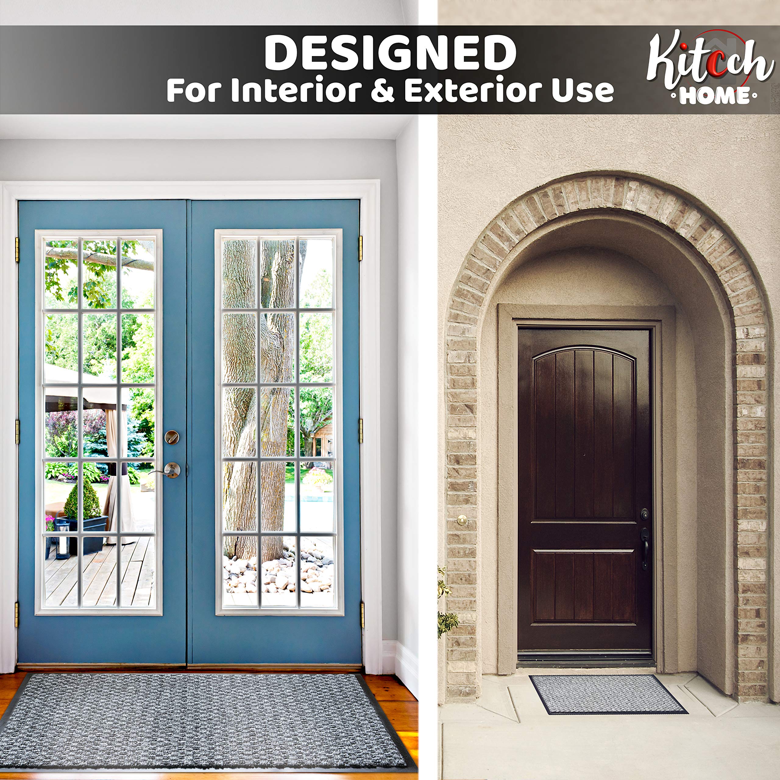 Felpudo Entrada Casa Exterior e Interior | Alfombra Antideslizante de Fácil Cuidado | Para Puerta Exterior e Interior | Gris 60x80 cm