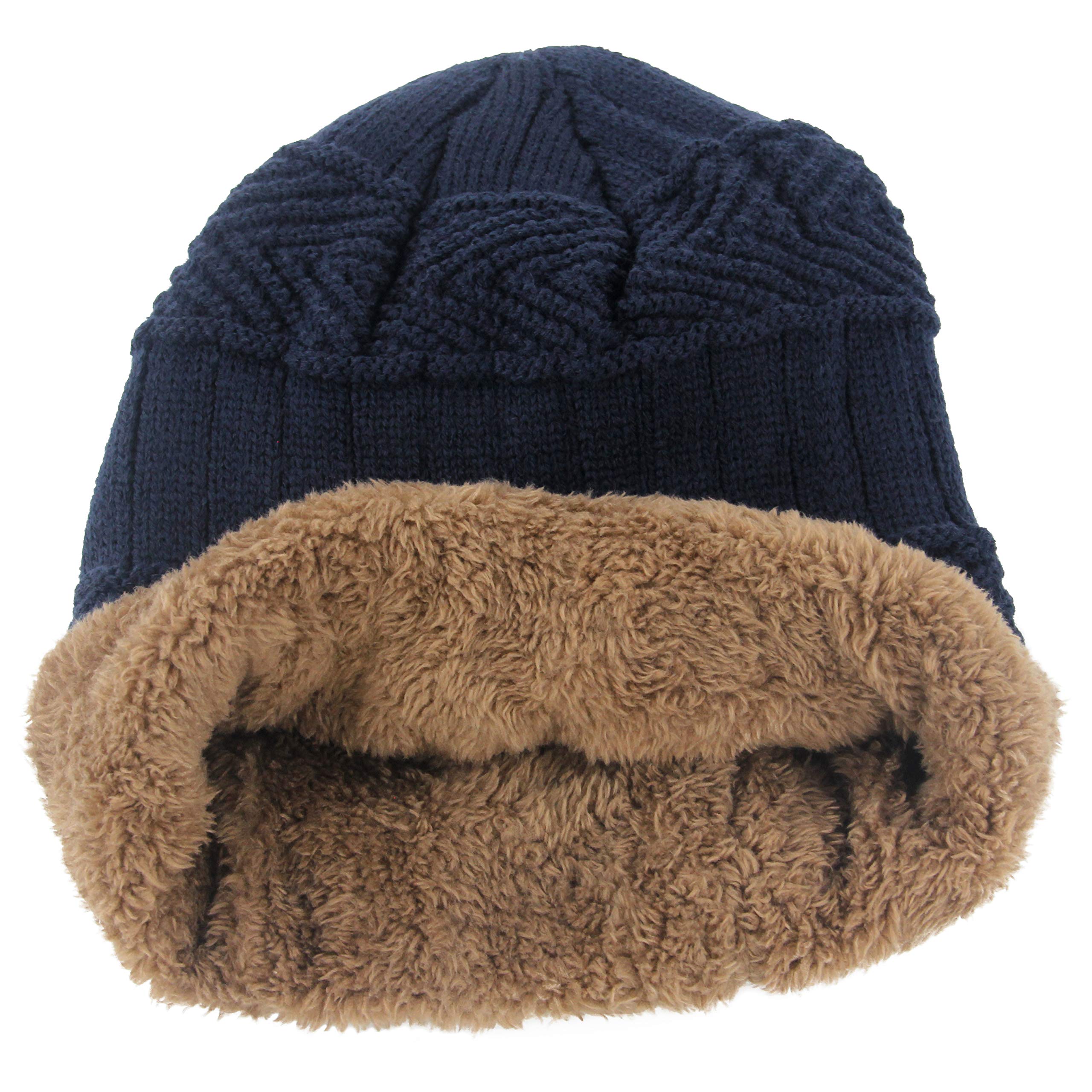 Muryobao Thick Warm Winter Beanie Hat Slouchy Skully Knit Hats Soft Stretch Ribbed Cap for Women Snow Ski Navy Blue 2