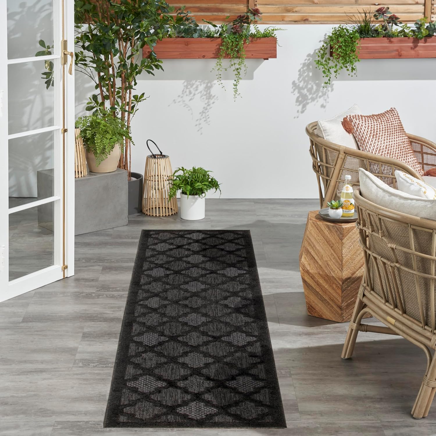 Nourison Home Easy Care Charcoal Black 2' x 6' Area Rug - Easy Clean, Non Shedding, Bed Room, Living Room, Dining Room, Kitchen (6' Runner)