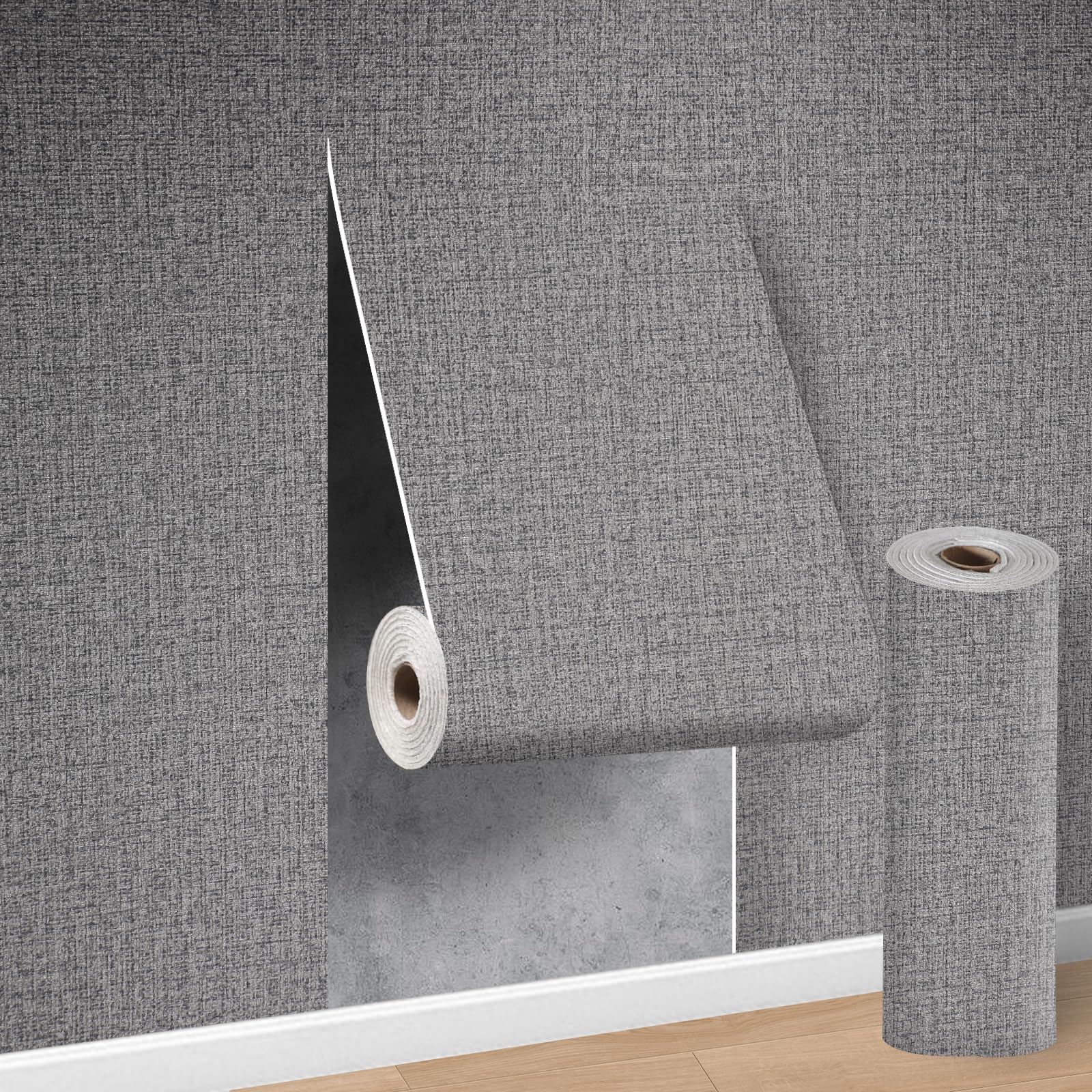 Grey Self Adhesive Thermal Wallpaper,Peel and Stick Wall Panels 50 x 280cm=15 sq.ft,3mm Thick Waterproof Insulating Wall paper for Kitchen,Living Room,Bedroom,Thermal Wallpaper for Cold Walls, 2 Roll