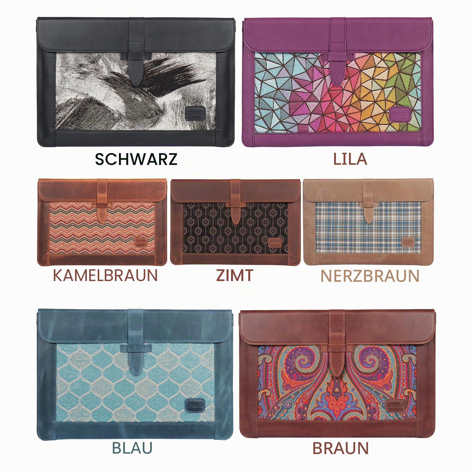 Londo Echtleder Tasche, Hülle für MacBook Pro – 13,3 & 13 Zoll und iPad Pro 12.9 Zoll Kompatibel mit M1 and 2020 Model (Blau) (Zimt, 16 Zoll)
