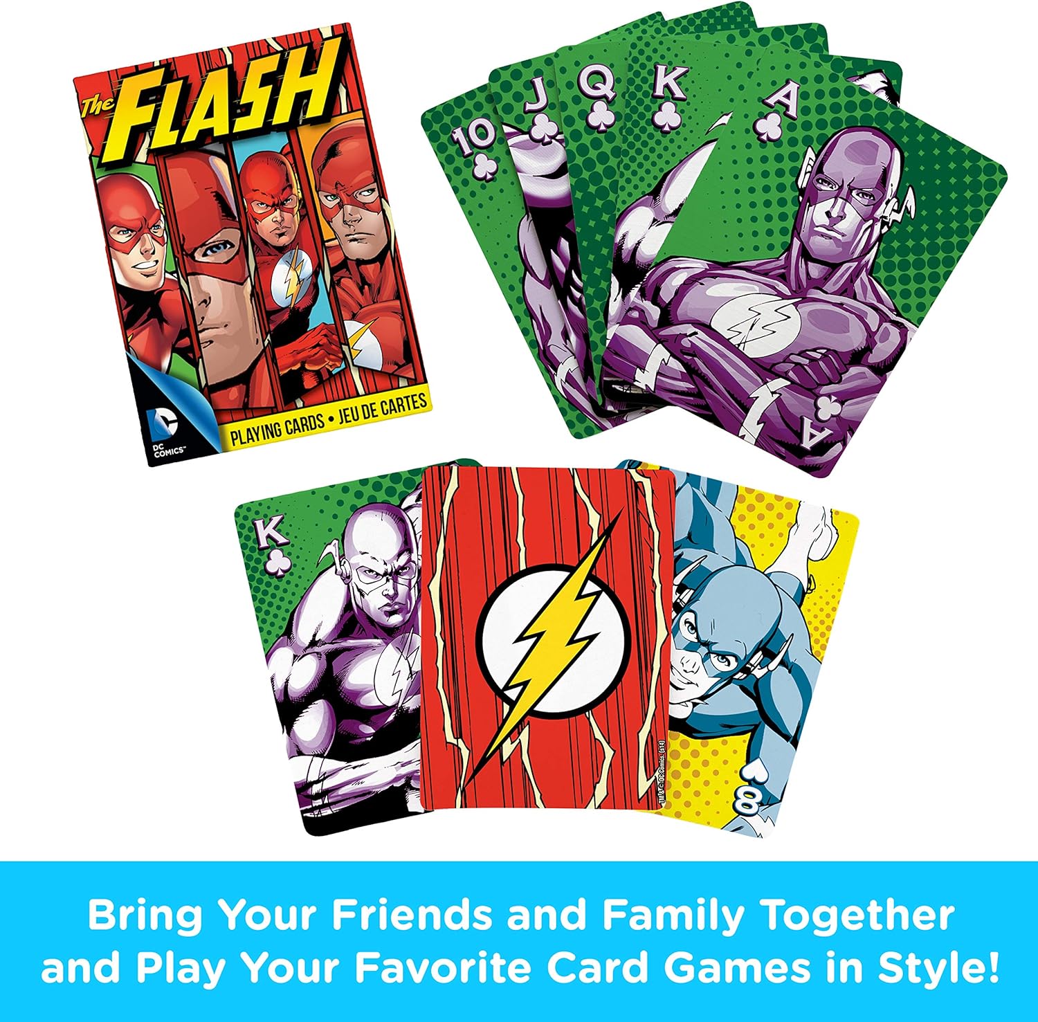 AQUARIUS DC Comics Flash Playing Cards - Flash Themed Deck of Cards for Your Favorite Card Games - Officially Licensed DC Comics Merchandise & Collectibles - Poker Size with Linen Finish