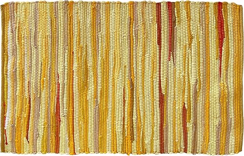 Alfombra de trapo 100% algodón de 3 x 5 pies (36 x 60 pulgadas), alfombra Chindi multicolor, tejida a mano y reversible para sala de estar, cocina,