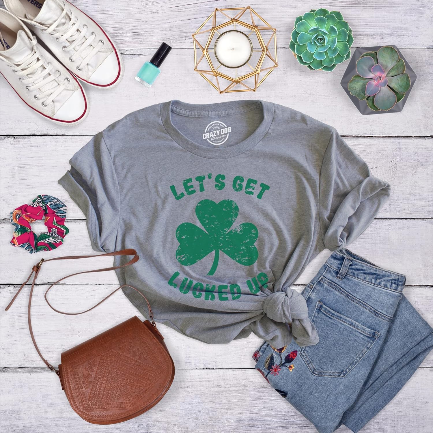 Womens Lets Get Lucked Up T Shirt Funny Saint Patricks Day Lucky Drinking Tee - Image 4
